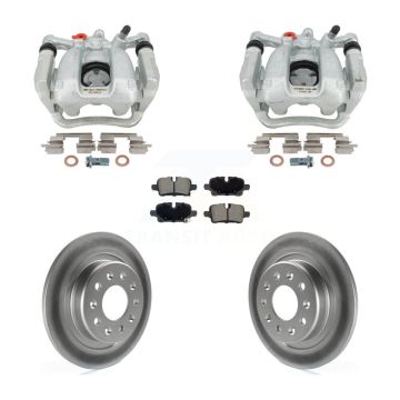 Rear Brake Caliper Coat Rotor & Ceramic Pad Kit For Chevrolet Equinox GMC Terrain Malibu KCG-101128C
