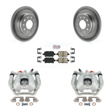 Rear Brake Caliper Coat Rotor & Ceramic Pad Kit For Chevrolet Equinox GMC Terrain Malibu KCG-101128N