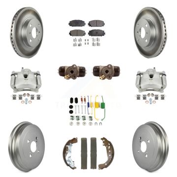 Front Rear Brake Caliper Coat Rotor Drum Semi-Metallic Pad Shoes Cylinder Kit (11Pc) For KCG-101128P