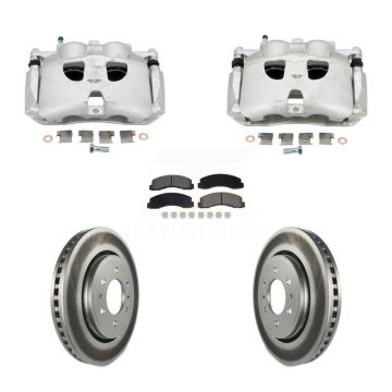 Front Disc Brake Caliper Coat Rotors & Semi-Metallic Pad Kit For Ford Expedition Lincoln KCG-101128S
