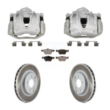 Front Disc Brake Caliper Coated Rotors And Semi-Metallic Pads Kit For Mercedes-Benz E320 KCG-101129P