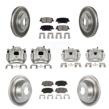 Front Rear Disc Brake Caliper Coat Rotor Ceramic Pad Kit (10Pc) For Hyundai Santa Fe Kia KCG-101131C