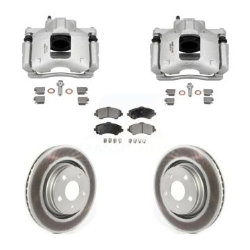 Front Disc Brake Caliper Coated Rotors And Semi-Metallic Pads Kit For Jeep Wrangler KCG-101131P
