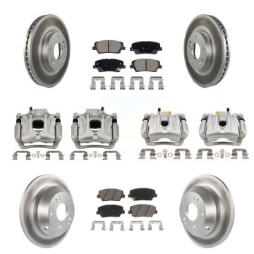 Front Rear Disc Brake Caliper Coat Rotor Ceramic Pad Kit (10Pc) For Hyundai Santa Fe Kia KCG-101132C