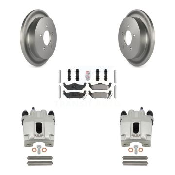 Rear Disc Brake Caliper Coated Rotors And Semi-Metallic Pads Kit For Ford F-150 KCG-101132N