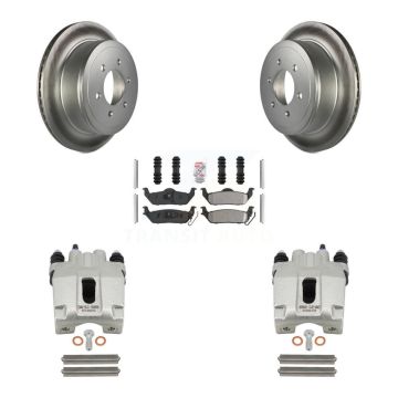 Rear Disc Brake Caliper Coat Rotors Semi-Metallic Pad Kit For Ford F-150 Lincoln Mark LT KCG-101133N