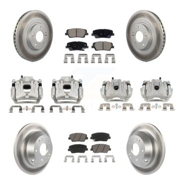 Front Rear Disc Brake Caliper Coated Rotors And Ceramic Pads Kit (10Pc) For Kia Sorento KCG-101134C