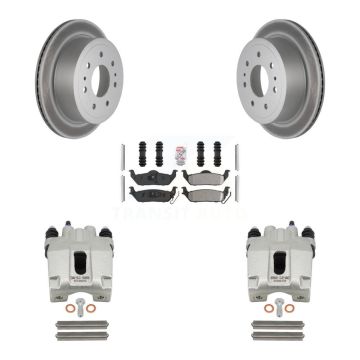 Rear Disc Brake Caliper Coat Rotors Semi-Metallic Pad Kit For Ford F-150 Lincoln Mark LT KCG-101134N