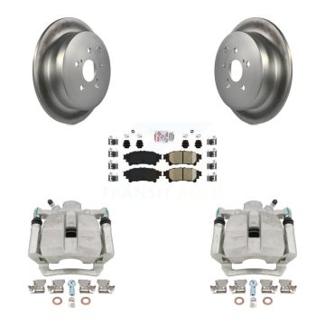 Rear Brake Caliper Coat Rotor & Ceramic Pad Kit For Toyota Sienna Highlander Lexus RX350 KCG-101137N