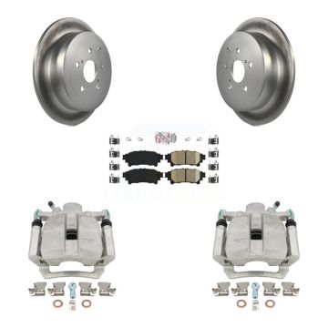 Rear Brake Caliper Coat Rotor & Ceramic Pad Kit For Toyota Sienna Highlander Lexus RX350 KCG-101138N