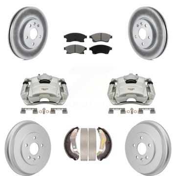 Front Rear Brake Caliper Coat Rotor Drum Semi-Metallic Pad Kit (8Pc) For Chevrolet Sonic KCG-101138S