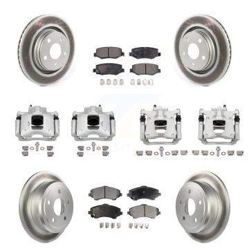 Front Rear Disc Brake Caliper Coated Rotors And Ceramic Pad Kit (10Pc) For Jeep Wrangler KCG-101138T