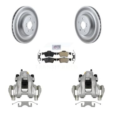 Rear Disc Brake Caliper Coated Rotors And Semi-Metallic Pads Kit For Mercedes-Benz S350 KCG-101140N