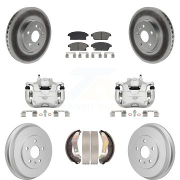 Front Rear Brake Caliper Coat Rotors Drum Semi-Metallic Pad Kit (8Pc) For Chevrolet Trax KCG-101140S