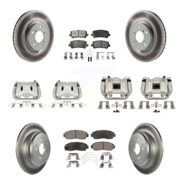 Front Rear Brake Caliper Coat Rotor & Ceramic Pad Kit (10Pc) For 2011-2014 Honda Odyssey KCG-101140T