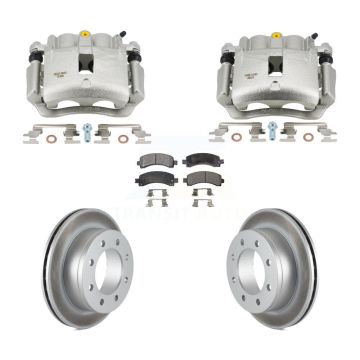 Rear Brake Caliper Coat Rotor Ceramic Pad Kit For 2006 Chevrolet Express 2500 GMC Savana KCG-101146T