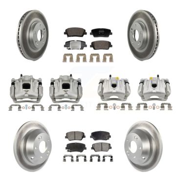 Front Rear Brake Caliper Coat Rotors & Semi-Metallic Pad Kit (10Pc) For Hyundai Santa Fe KCG-101149P