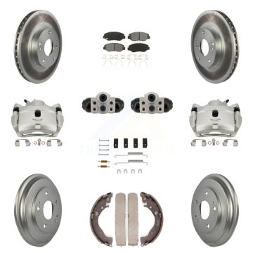 Front Rear Brake Caliper Coat Rotor Drum Semi-Metallic Pad Shoe Cylinder Hardware Kit (11Pc) For KCG