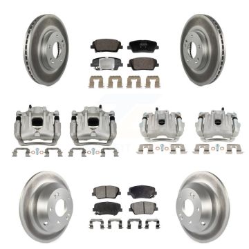 Front Rear Brake Caliper Coat Rotors & Semi-Metallic Pad Kit (10Pc) For Hyundai Santa Fe KCG-101150P