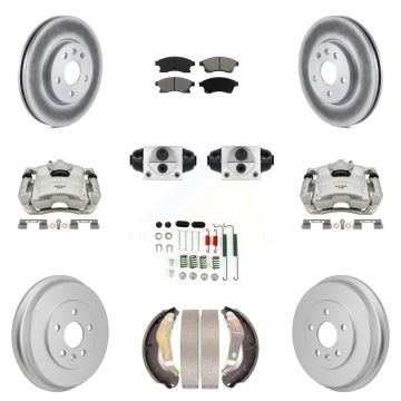 Front Rear Brake Caliper Coat Rotor Drum Semi-Metallic Pad Shoe Cylinder Hardware Kit (11Pc) For KCG