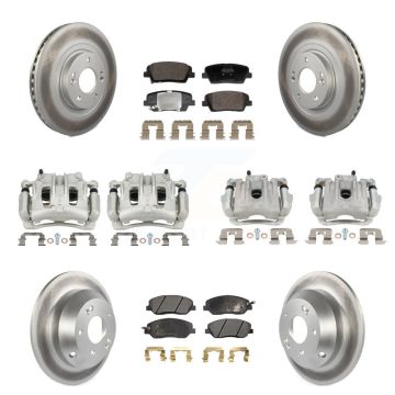Front Rear Brake Caliper Coat Rotor Semi-Metallic Pad Kit (10Pc) For Hyundai Santa Fe XL KCG-101151P