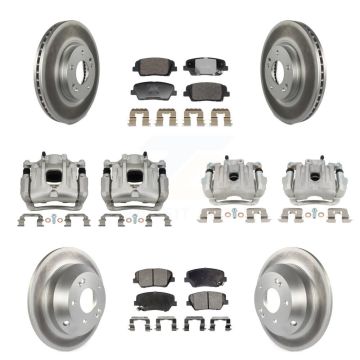 Front Rear Disc Brake Caliper Coat Rotor Ceramic Pad Kit (10Pc) For Hyundai Santa Fe Kia KCG-101151T