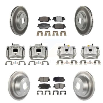 Front Rear Disc Brake Caliper Coat Rotor Ceramic Pad Kit (10Pc) For Hyundai Santa Fe Kia KCG-101152T
