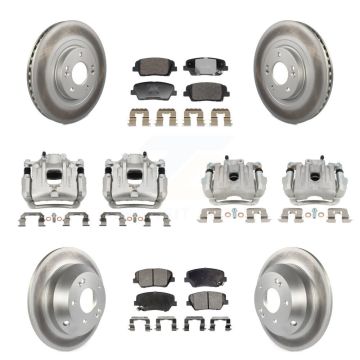 Front Rear Disc Brake Caliper Coated Rotors And Ceramic Pads Kit (10Pc) For Kia Sorento KCG-101154T