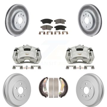 Front Rear Disc Brake Caliper Coat Rotors Drum Ceramic Pad Kit (8Pc) For Chevrolet Sonic KCG-101156C