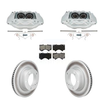 Front Brake Caliper Coat Rotor Semi-Metallic Pad Kit For Lexus LX570 Toyota Land Cruiser KCG-101156S