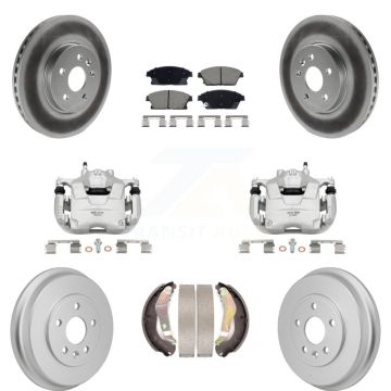 Front Rear Brake Caliper Coat Rotors Drum Ceramic Pad Kit (8Pc) For 13-17 Chevrolet Trax KCG-101157C