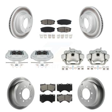 Front Rear Brake Caliper Coat Rotors Semi-Metallic Pad Kit (10Pc) For Lexus LX570 Toyota KCG-101157S