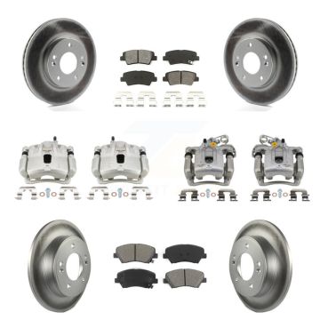 Front Rear Brake Caliper Coat Rotor And Semi-Metallic Pad Kit (10Pc) For Hyundai Elantra KCG-101158S