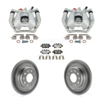 Rear Brake Caliper Coat Rotor & Ceramic Pad Kit For Chevrolet Equinox GMC Terrain Malibu KCG-101159T