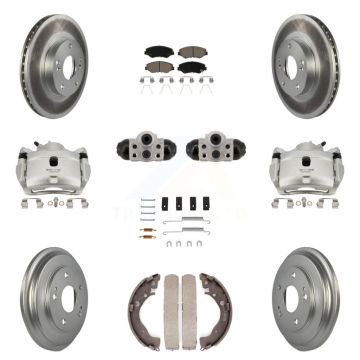 Front Rear Brake Caliper Coat Rotor Drum Ceramic Pad Shoe Cylinder Hardware Kit (11Pc) For KCG-10116