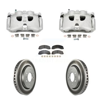 Front Disc Brake Caliper Coat Rotors & Semi-Metallic Pad Kit For Ford Expedition Lincoln KCG-101160P