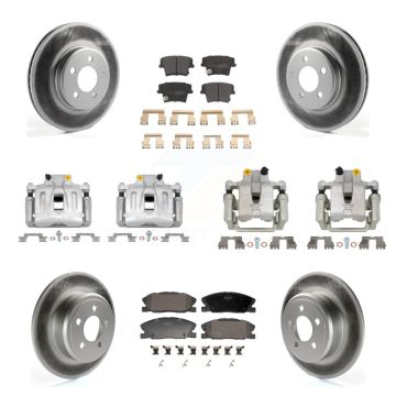 Front Rear Disc Brake Caliper Coat Rotors Semi-Metallic Pad Kit (10Pc) For Dodge Charger KCG-101161P