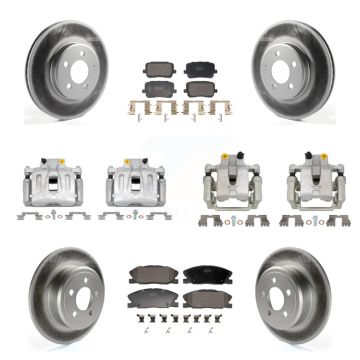 Front Rear Disc Brake Caliper Coat Rotors Semi-Metallic Pad Kit (10Pc) For Dodge Charger KCG-101162P