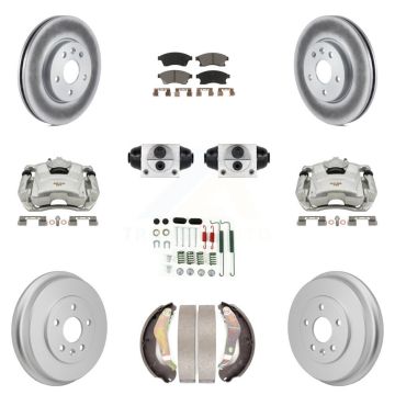 Front Rear Brake Caliper Coat Rotor Drum Ceramic Pad Shoe Cylinder Hardware Kit (11Pc) For KCG-10116