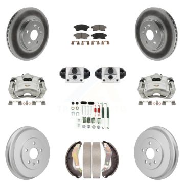Front Rear Brake Caliper Coat Rotor Drum Ceramic Pad Shoe Cylinder Hardware Kit (11Pc) For KCG-10116