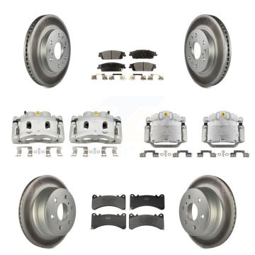 Front Rear Brake Caliper Coat Rotors Semi-Metallic Pad Kit (10Pc) For GMC Sierra 1500 XL KCG-101164P