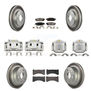 Front Rear Brake Caliper Coat Rotor Ceramic Pad Kit (10Pc) For GMC Sierra 1500 Chevrolet KCG-101166T