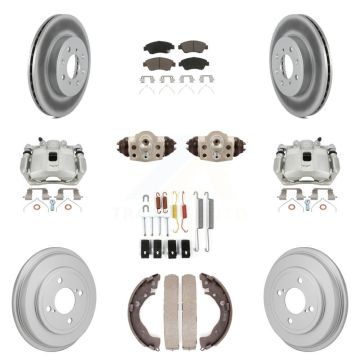 Front Rear Brake Caliper Coat Rotor Drum Ceramic Pad Shoe Cylinder Hardware Kit (11Pc) For KCG-10116