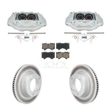 Front Disc Brake Caliper Coat Rotors Ceramic Pad Kit For Lexus LX570 Toyota Land Cruiser KCG-101171C