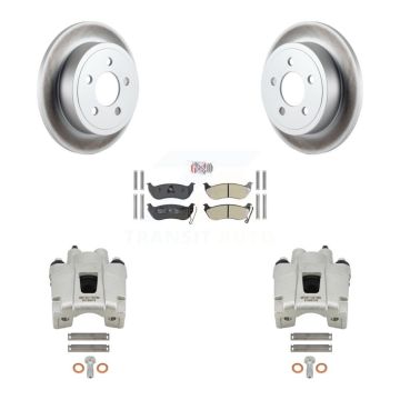 Rear Disc Brake Caliper Coat Rotors & Semi-Metallic Pad Kit For Jeep Liberty Wrangler TJ KCG-101171N