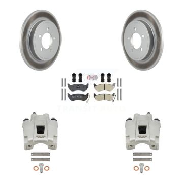 Rear Brake Caliper Coat Rotor Semi-Metallic Pad Kit For Ford Explorer Sport Trac Mercury KCG-101172N