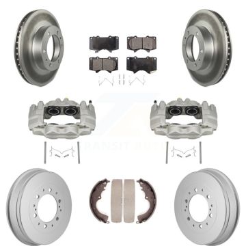 Front Rear Brake Caliper Coated Rotor Drum Semi-Metallic Pad Kit (8Pc) For Toyota Tacoma KCG-101172P