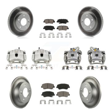 Front Rear Brake Caliper Coat Rotor And Ceramic Pad Kit (10Pc) For Hyundai Elantra Coupe KCG-101173C