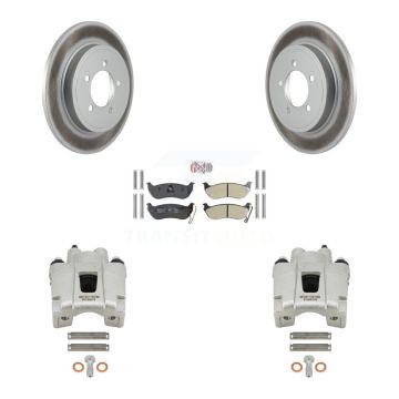 Rear Brake Caliper Coat Rotor Semi-Metallic Pad Kit For Ford Explorer Sport Trac Mercury KCG-101173N