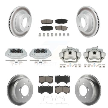 Front Rear Brake Caliper Coat Rotor & Ceramic Pad Kit (10Pc) For Lexus LX570 Toyota Land KCG-101174C